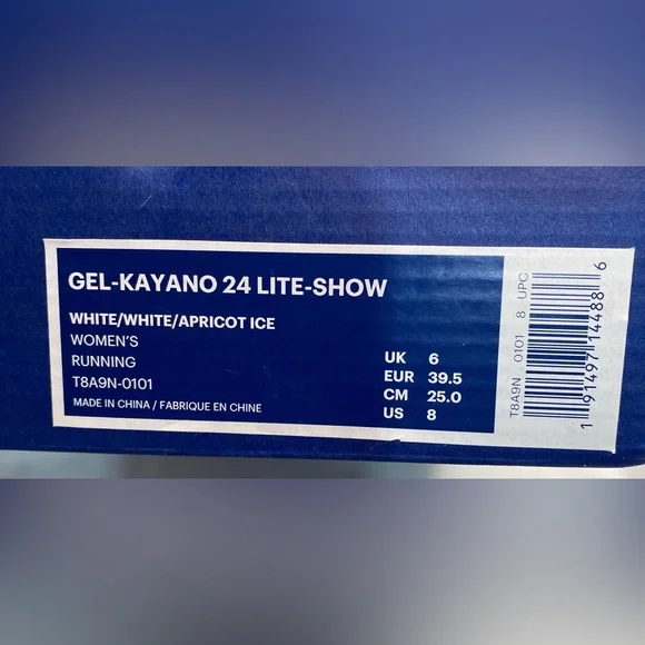 NIB ASICS Gel Kayano 24 Lite Show white/apricot ice sz 8 NWT - Picture 5 of 16